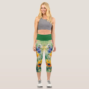 Liebliche süße Blume und Rose Capri Leggings