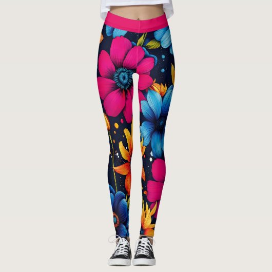 Liebliche süße Blume und Rose Leggings (Vorderseite)