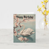 Liebliche Swan Birthday Grußkarte Karte (Gelbe Blume)