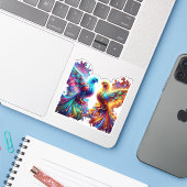 Liebliche Tauben-Liebe Aufkleber (Laptop mit iPhone)