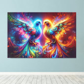 Liebliche Tauben-Liebe Leinwanddruck (Insitu (Holzboden))