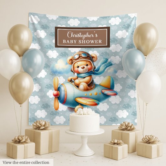 Liebliche Teddy-Bären-Pilot Personalisierte Party- Wandteppich