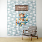 Liebliche Teddy-Bären-Pilot Personalisierte Party- Wandteppich (Beispiel)