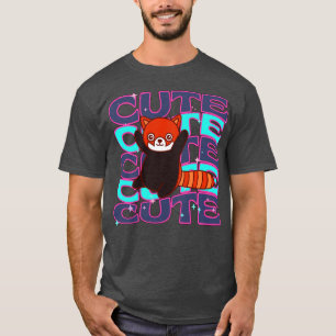 Liebliche Tiere Niedlich Red Panda Gray und Azure  T-Shirt