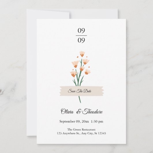 Liebliche trendige pinkfarbene Wildblumen Hochzeit Einladung (Vorderseite)