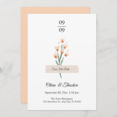 Liebliche trendige pinkfarbene Wildblumen Hochzeit Einladung (Vorne/Hinten)