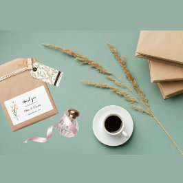 Liebliche Trendy Pink Watercolor Wildblume Hochzei Rechteckiger Aufkleber