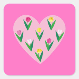 Liebliche Tulpen. Quadratischer Aufkleber