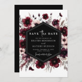 Liebliche Typografie Burgundy Wedding Save The Date (Vorne/Hinten)