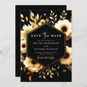 Liebliche Typografie Gold und Black Wedding Save The Date (Vorne/Hinten)