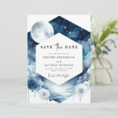 Liebliche Typografie Moonlit Wedding Save The Date (Stehend Vorderseite)