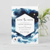 Liebliche Typografie Moonlit Wedding Save The Date (Stehend Vorderseite)