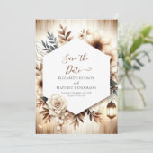 Liebliche Typografie Rustikale Hochzeit Save The Date (Stehend Vorderseite)