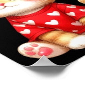 Liebliche Valentine Katze mit Herz Poster (Ecke)