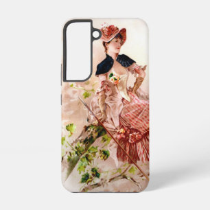 Liebliche Vintage Dame in rosa Kleid Samsung Galaxy Hülle