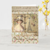 Liebliche Vintage Geburtstagskarte für Frauen Karte (Gelbe Blume)