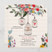 Liebliche Vögel & Blume Einladung (Vorne/Hinten)