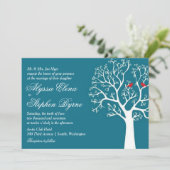 Liebliche Vögel in rauschenden Bäumen Hochzeit ode Einladung (Stehend Vorderseite)