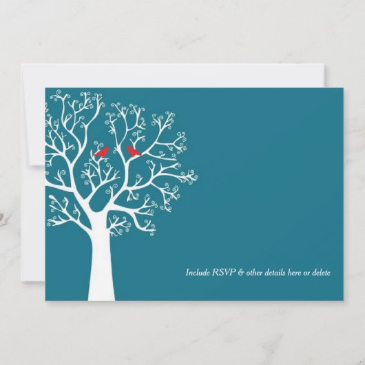 Liebliche Vögel in rauschenden Bäumen Hochzeit ode Einladung (Rückseite)