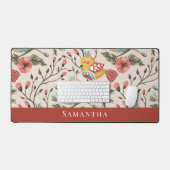 Liebliche Vögel mit Blumenbezeichnungen Schreibtischunterlage (Tastatur & Maus)