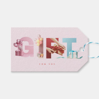 Liebliche weiche rosa GIFT-Text-Maskierungs-Typogr Geschenkanhänger