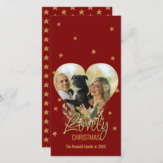 Liebliche Weihnachts Gold Heart Foto Glitzer Star (Vorne/Hinten)