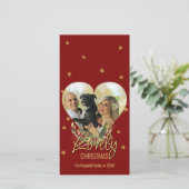 Liebliche Weihnachts Gold Heart Foto Glitzer Star (Stehend Vorderseite)