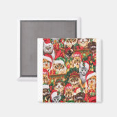 Liebliche Weihnachtskatzenfamilie, Cat Glare Desig Magnet (Vorderseite/Rückseite)