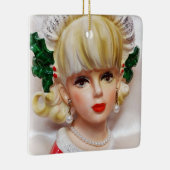 Liebliche Weihnachtsmädchen Kopf Vase Holly und Pe Keramikornament (Rechts)