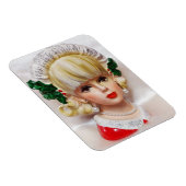Liebliche Weihnachtsmädchen Kopf Vase Holly und Pe Magnet (Rechte Seite)