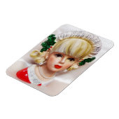 Liebliche Weihnachtsmädchen Kopf Vase Holly und Pe Magnet (Linke Seite)
