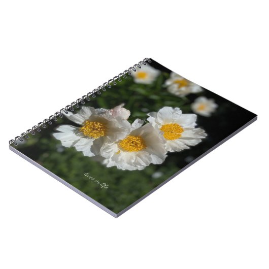 Liebliche weiße Peonies Notizblock (Linke Seite)