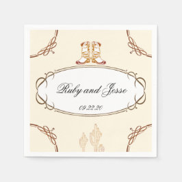 Liebliche Western Dark Brown Hochzeit Serviette