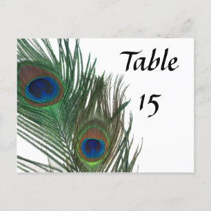 Liebliche White Peacock Wedding-Tischnummern Postkarte