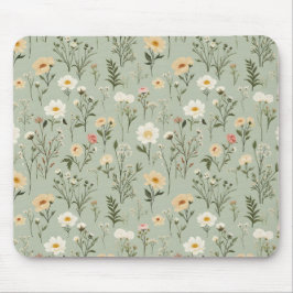 Liebliche Wiesenblumen auf Grün Mousepad