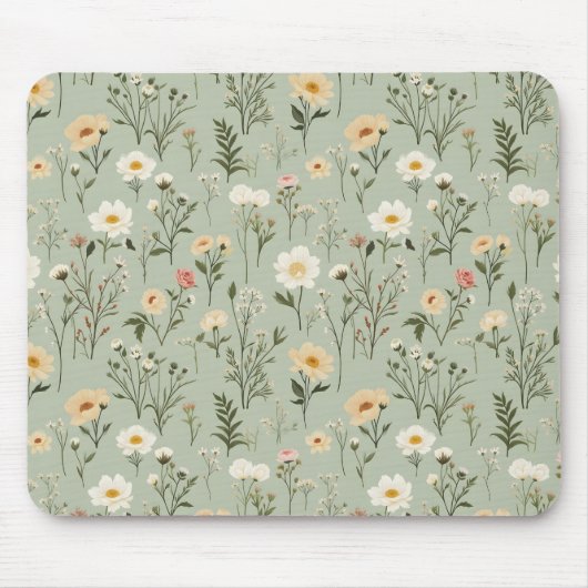 Liebliche Wiesenblumen auf Grün Mousepad (Vorne)