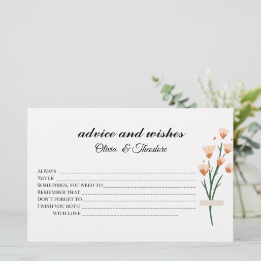 Liebliche Wildblume Bridal Ratschläge und Wünsche Briefpapier (Stehend Vorderseite)