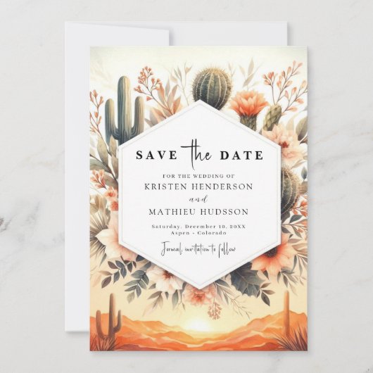 Liebliche Wüstenhochzeit Save The Date (Vorderseite)