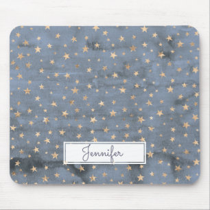 Lieblicher Aquarell-Tinkle-Goldstar-Lavendel Mousepad