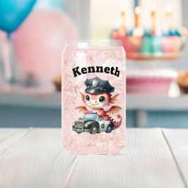 Lieblicher Babydrache in einem Polizeiwagen auf Pa Dosenglas