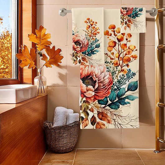 Lieblicher Boho Fall Bouquet Badhandtuch Set