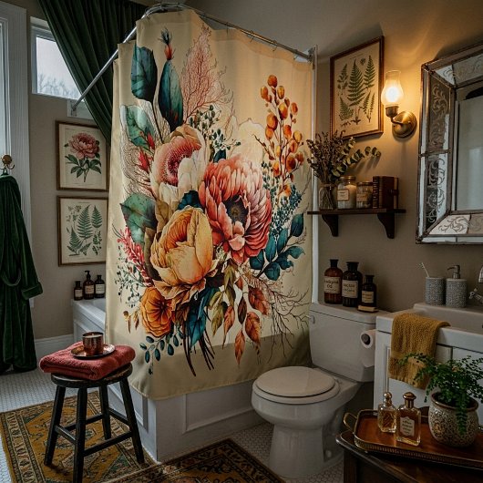 Lieblicher Boho Fall Bouquet Duschvorhang