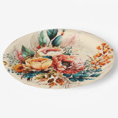 Lieblicher Boho Fall Bouquet Pappteller (Schrägansicht)