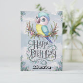 Lieblicher Boho Parrot Digital Geburtstag Karte (Stehend Vorderseite)