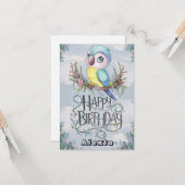 Lieblicher Boho Parrot Digital Geburtstag Karte (Vorderseite/Rückseite Beispiel)