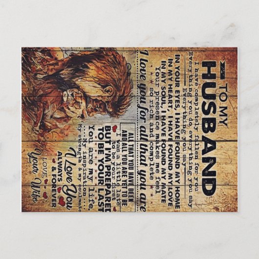 Lieblicher Brief an Ehemann | Liebliches Geschenk  Ankündigungspostkarte (Vorderseite)