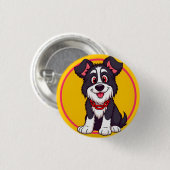 Lieblicher Cartoon Hund lächelt fröhlich Button (Vorne & Hinten)