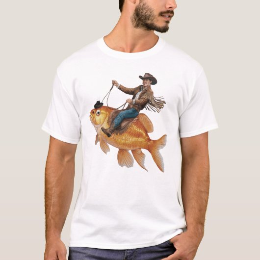 Lieblicher Cowboy, der auf dem Fisch reitet T-Shirt (Vorderseite)