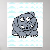 Lieblicher Elefant auf Zickzack Hintergrund Kinder Poster (Vorne)