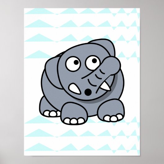 Lieblicher Elefant auf Zickzack Hintergrund Kinder Poster (Vorne)